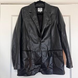 Zara Faux Leather Blazer